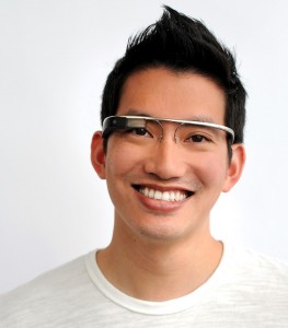 Google Augmented Reality Glasses on Male Model