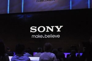 Sony logo on screen at CES press presentation