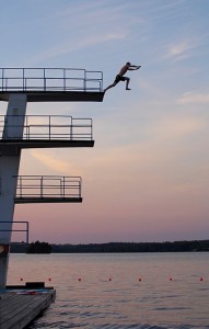 Leaping From a High Diving Platform
