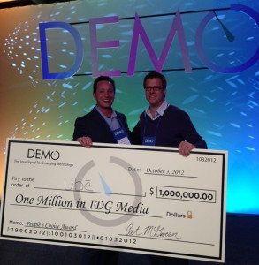 Croppd-Ube Wins Photo of ube co-founders accepting award.