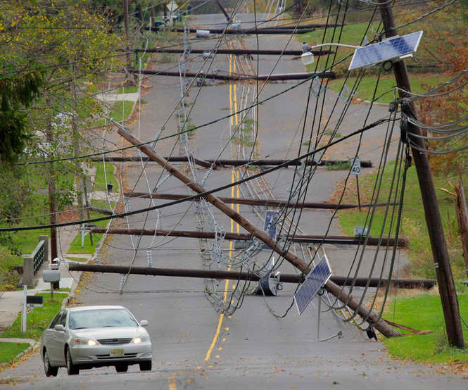 Photo of downed utility poles