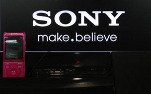 Sonys logo at a store in Tokyo Photo of Sony's make.believe logo