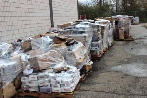 Photo of pallets of ruined products