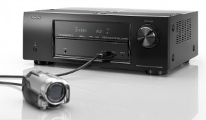 Photo of Denon AVR-E300 with camcorder connected