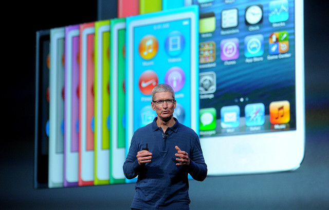 Apple CEO Tim Cook at product launch.