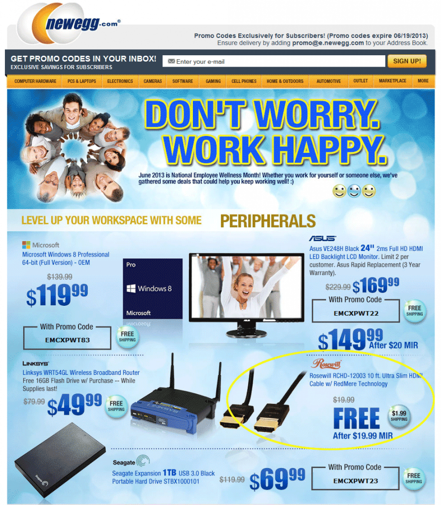 NewEgg email special