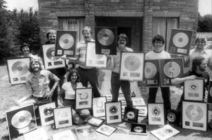 Photo of gold records recorded at Muscle Shoals Sound