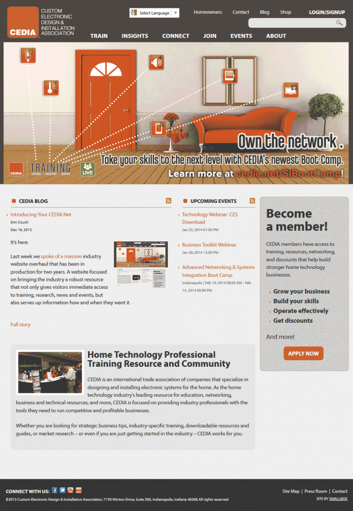 An image of CEDIA's new website