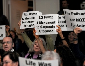 Protesters at hearing