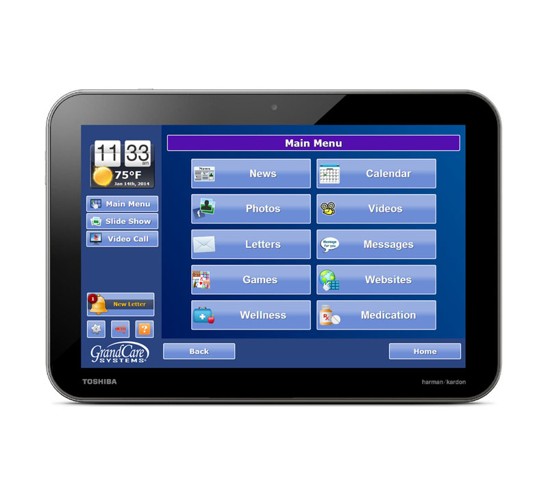Photo of GrandCare software on Toshiba tablet