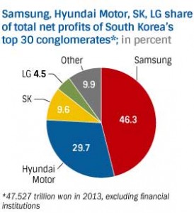 Pie chart showing companies share of profits