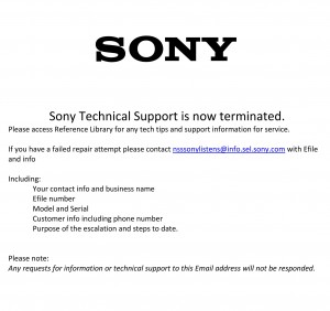 Image of Sony dealer notification