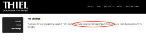 Job listings at Thiel