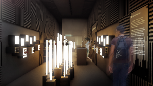 Artist rendering of Sennheiser pop up store design