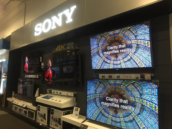 Photo of display of Sony TVs
