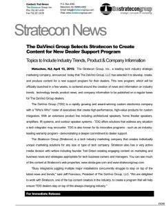 The DaVinci Group & Stratecon announcement