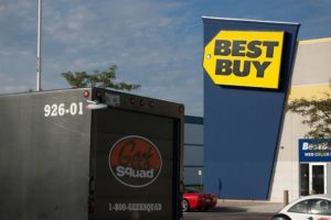 Best Buy store and Geek Squad truck