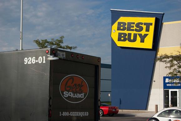 Best Buy store and Geek Squad truck