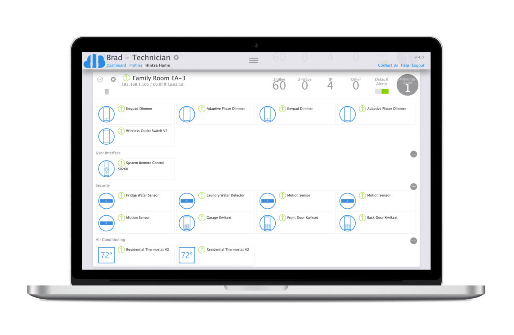 Control4's BakPak dashboard