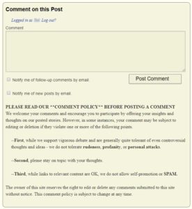 Strata-gee's Comment Policy