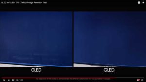 Screen shot showing the "image retention" (screen burn-in) on the OLED screen