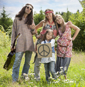 hippie family w/peace sign