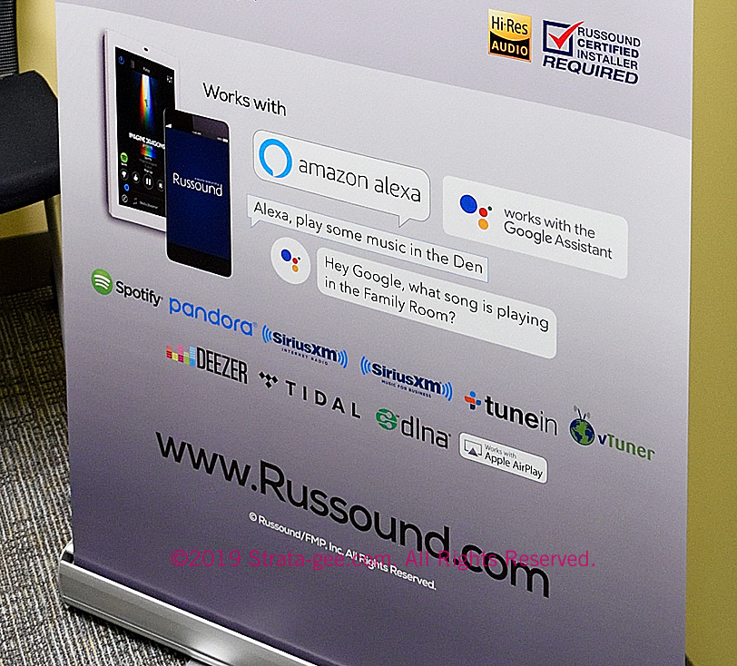 A portion of a sign Russound created for ISE showing the streaming services they support