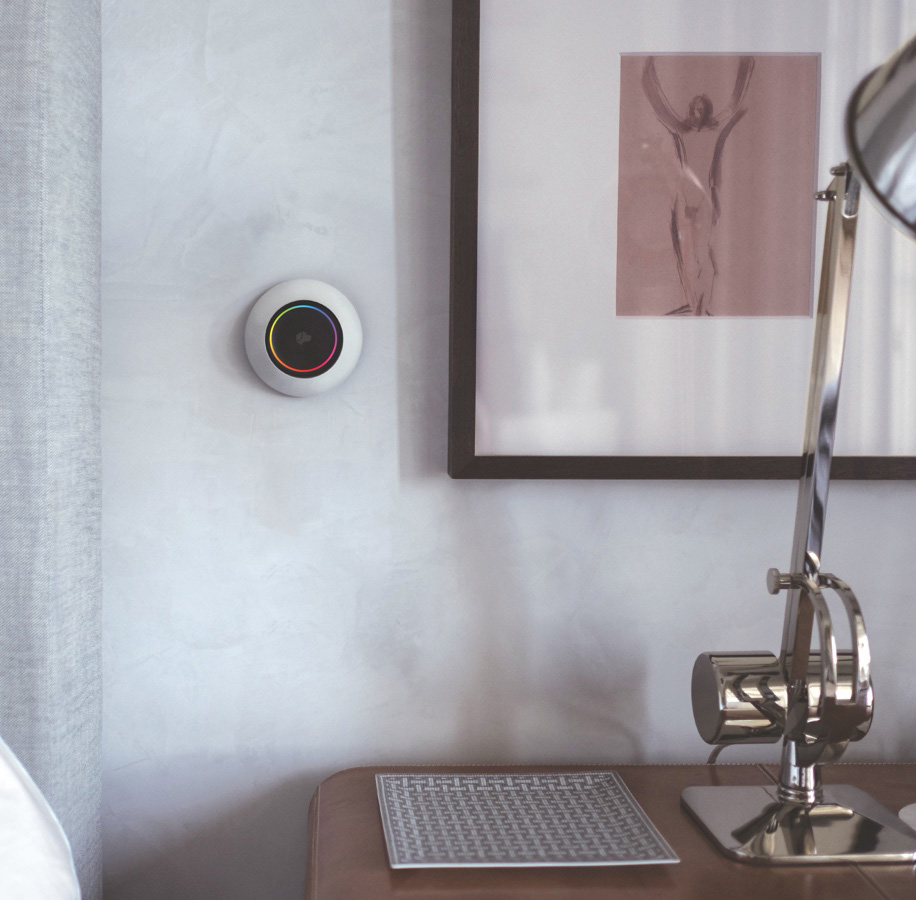 josh.ai device mounted on a wall