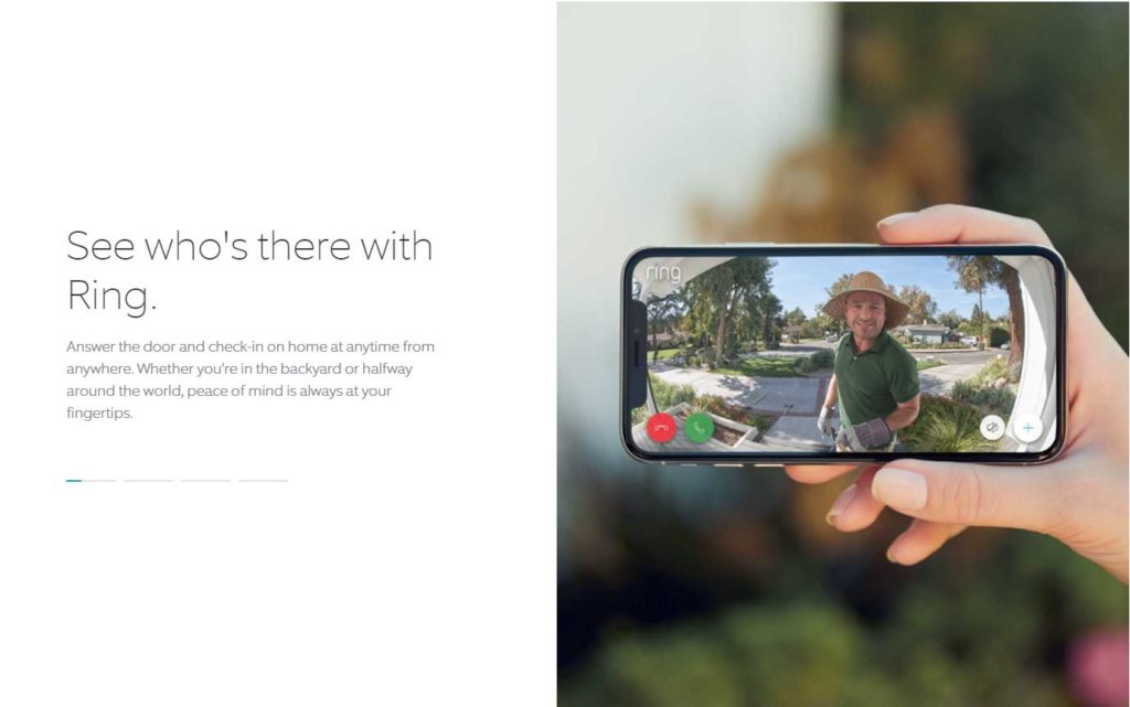 Image from Ring website showing landscaper at the door
