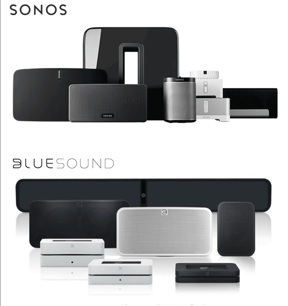 Images taken from Sonos marketing and Bluesound marketing. Attorney's for Sonos say Bluesound copied Sonos, but I'm not swayed in this instance.