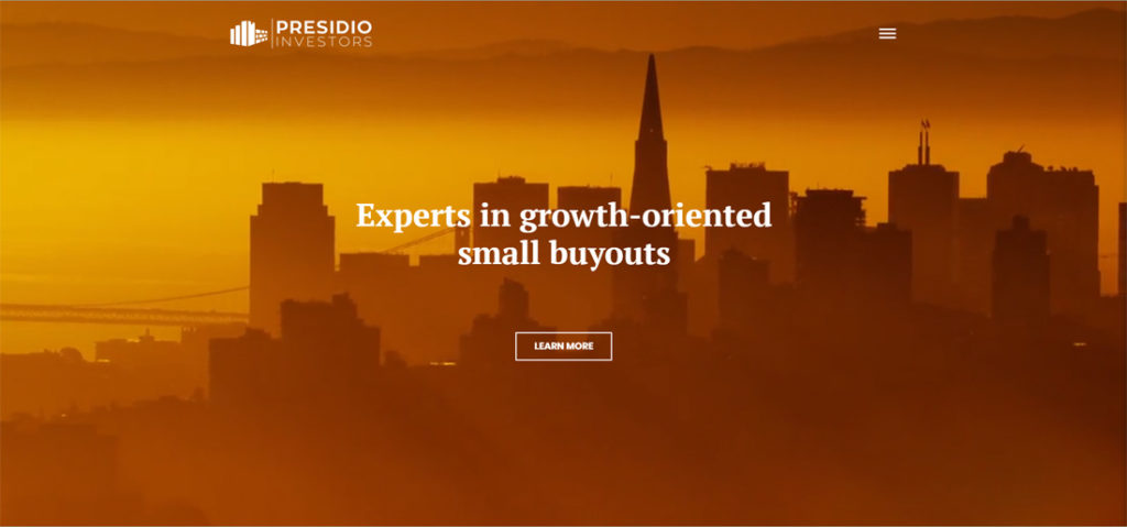 the home page of the Presidio Investors website