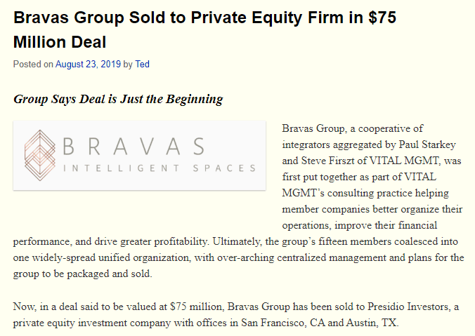 top ten Strata-gee stories of 2019 - Bravas Group sold to Private Equity Firm in $75 Million Deal