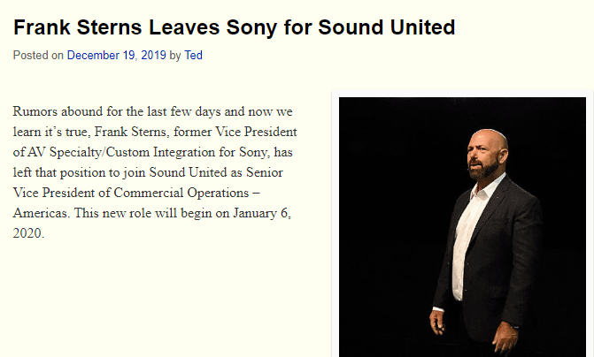 Top ten Strata-gee stories of 2019 - Frank Sterns Leaves Sony for Sound United