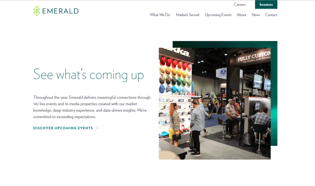 A page from Emerald's recently redesigned website