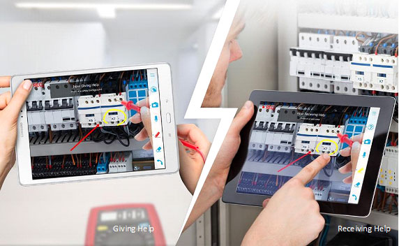 Help Lightning software offers a telestrator mode so each tech can draw on the screen