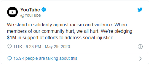 YouTube social media post on social injustice and racism