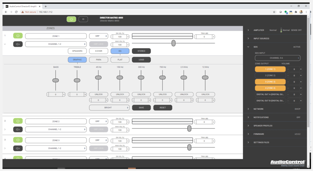 New graphical user interface for controlling AudioControl Director series products