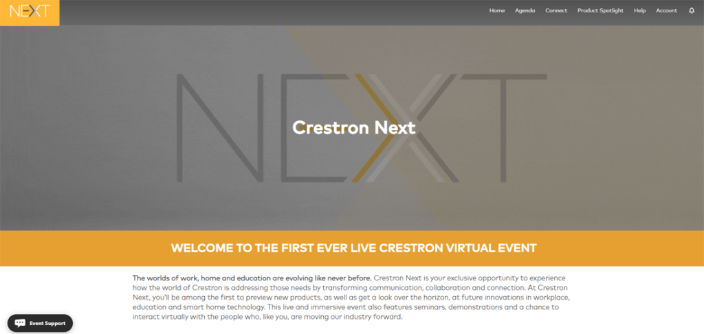 Crestron NEXT home page