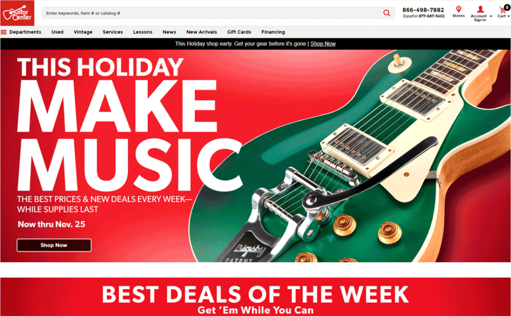 Guitar Center website