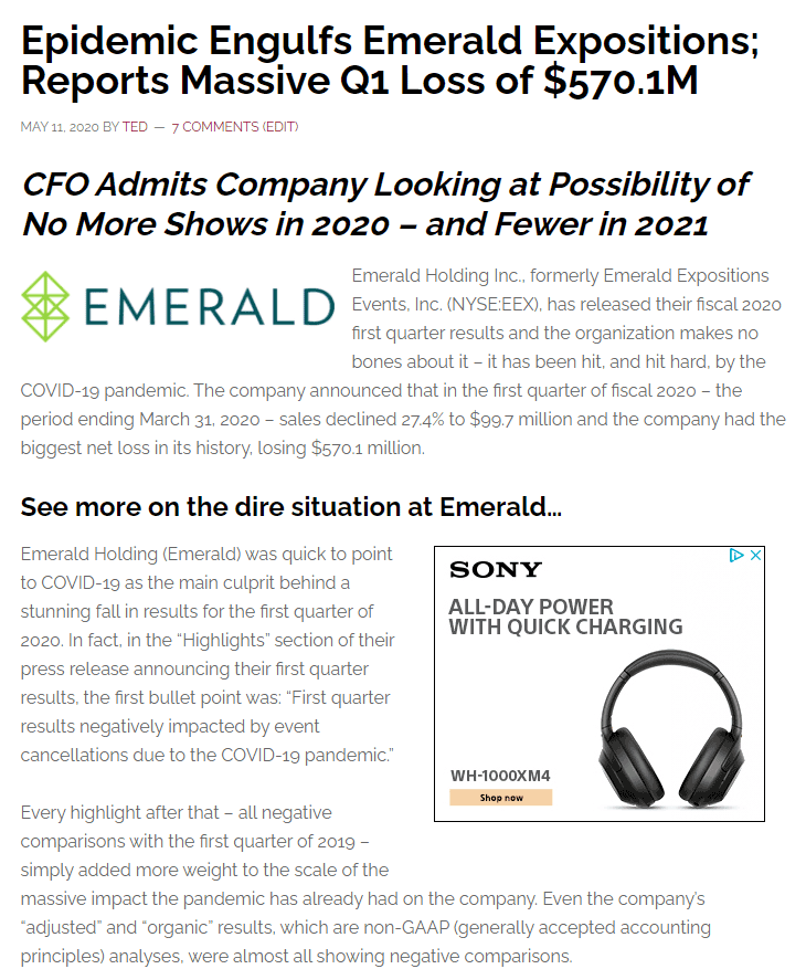 An image of the Strata-gee article on Emerald being engulfed by the epidemic