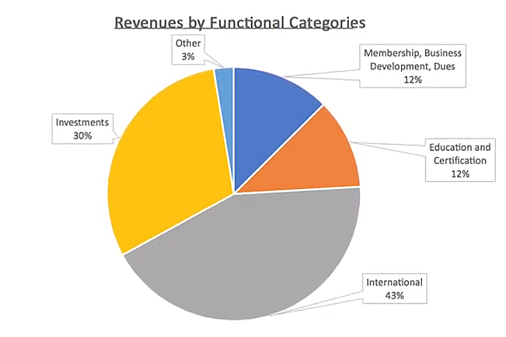 Pie chart showing the breakdown of revenue by category