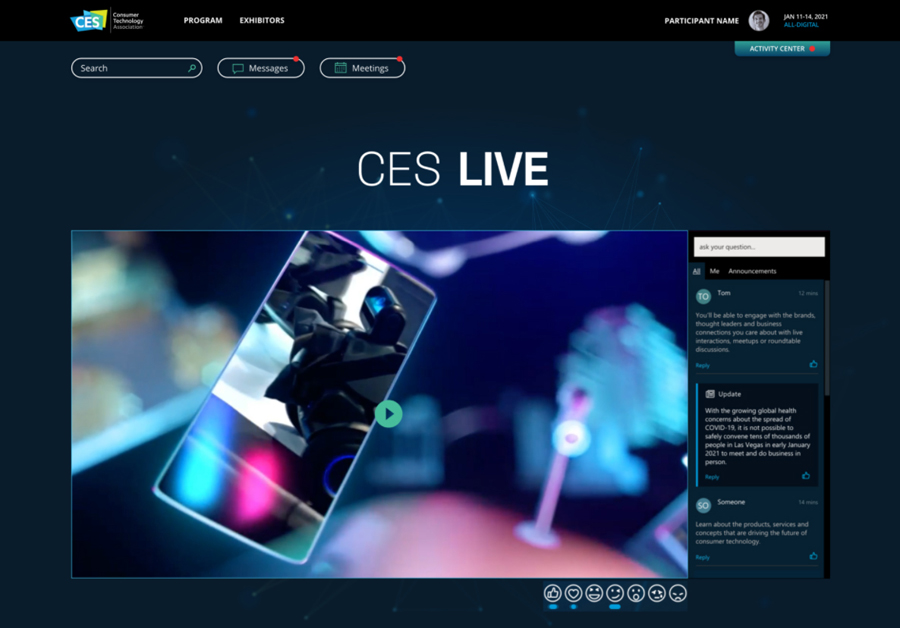 CES 2021 attendee dashboard