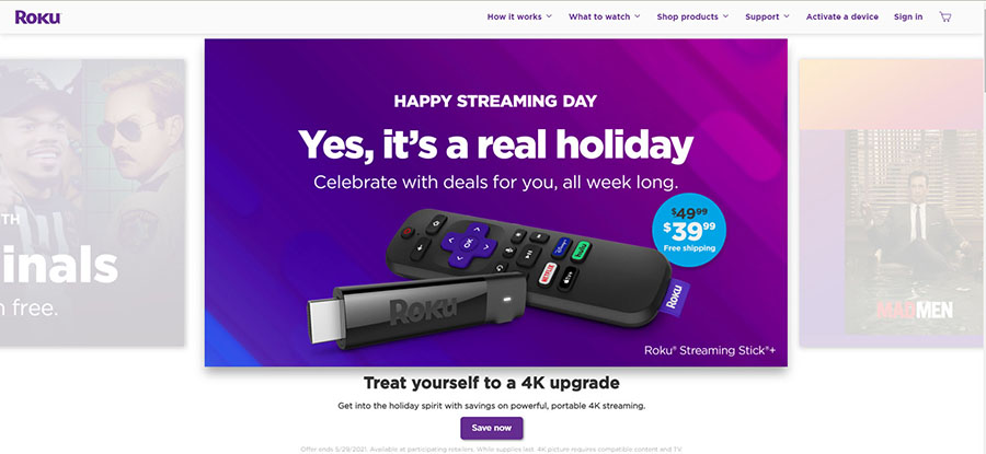 Roku homepage