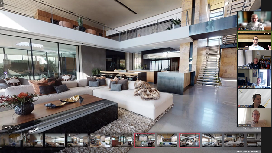 Savant Vegas Modern living room with recessed strip containing lights and speakers