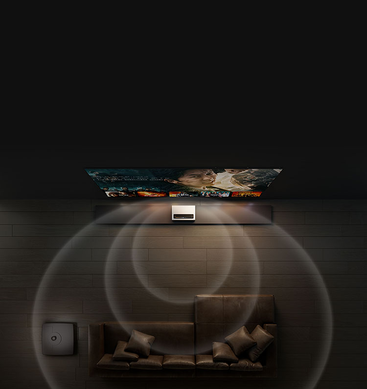 overhead image showing wide dispersion of the Bowers & Wilkins audio