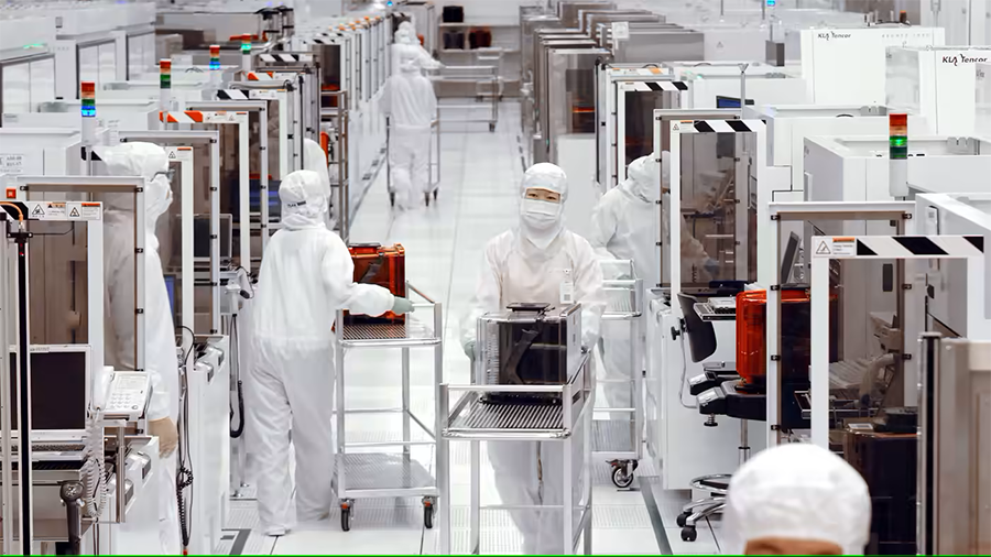 A chip factory, like the one an ex-Samsung exec stole plans of in an act of industrial espionage