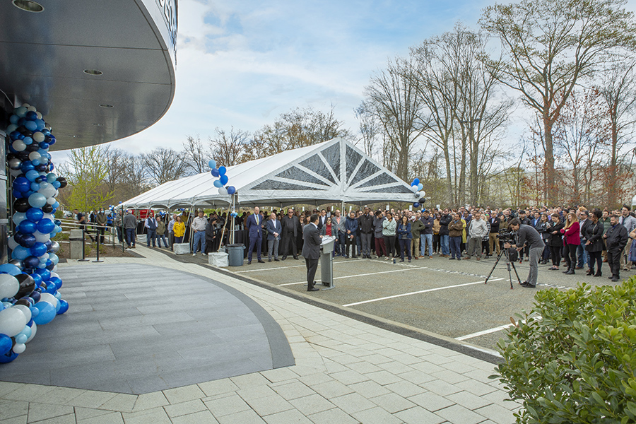Crestron employees gather for building dedication