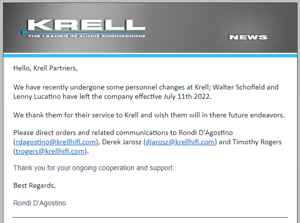 Krell dealer notification