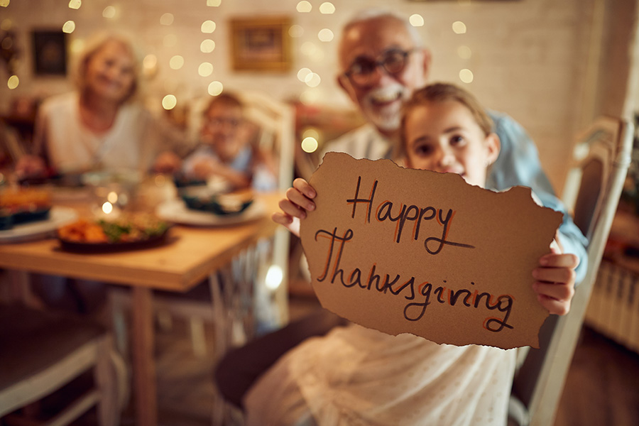 Family celebrating Thanksgiving