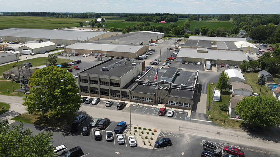 Drone shot of the Draper manufacturing complex in Indiana